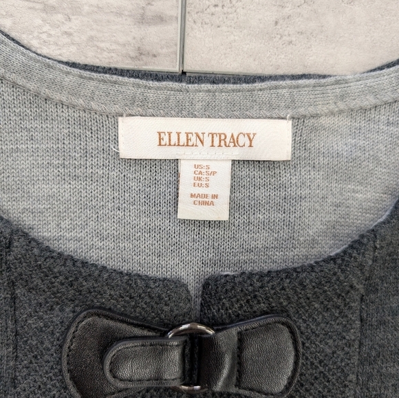 Ellen Tracy Women's Wool Blend Charcoal Grey Dress Cardigan Size Small - Picture 3 of 8
